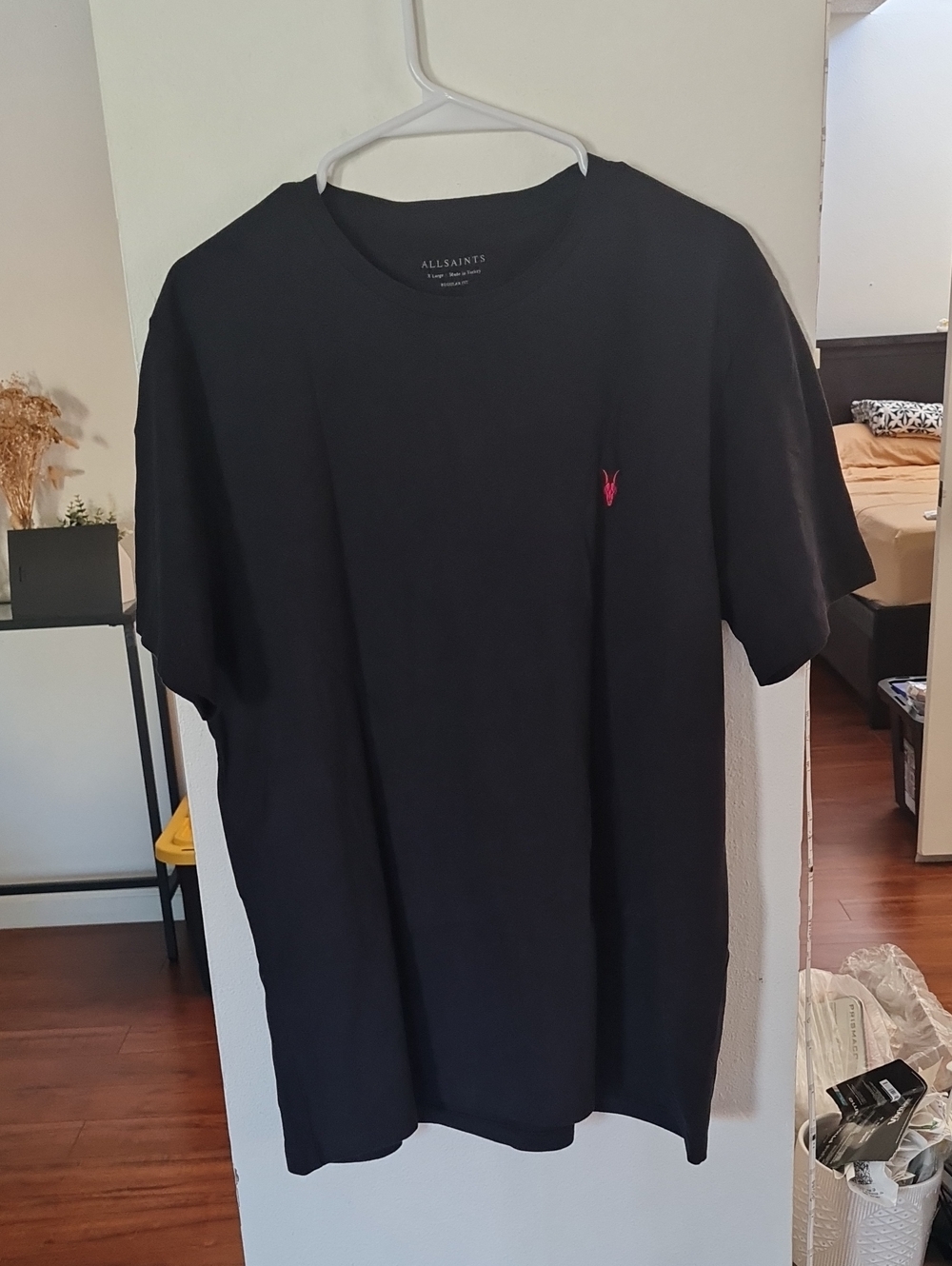 All Saints Black Short Sleeve Crew T-Shirt with Logo